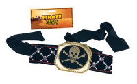 Skull pirate belt black and gold