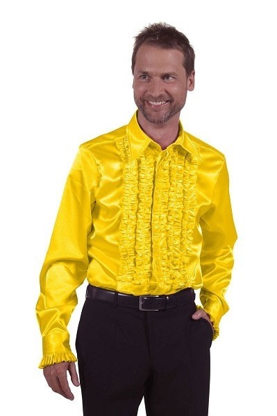 Chemise à volants soirée disco jaune