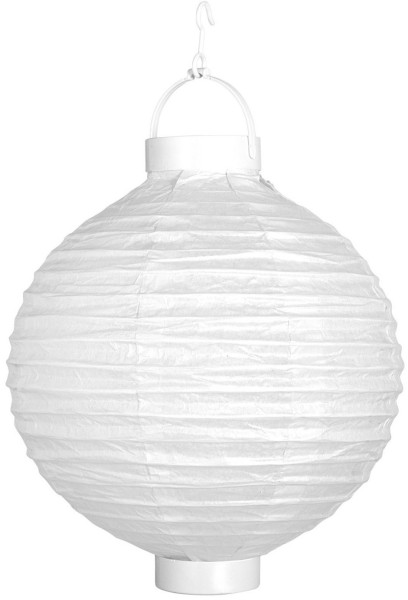 Hvid lanterne med LED-lys 30 cm
