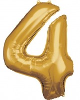 Goldener Zahl 4 Folienballon 86cm