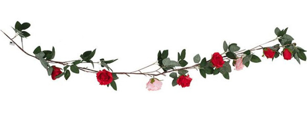 Ghirlanda di rose a LED rosa-rosso 1,8 m