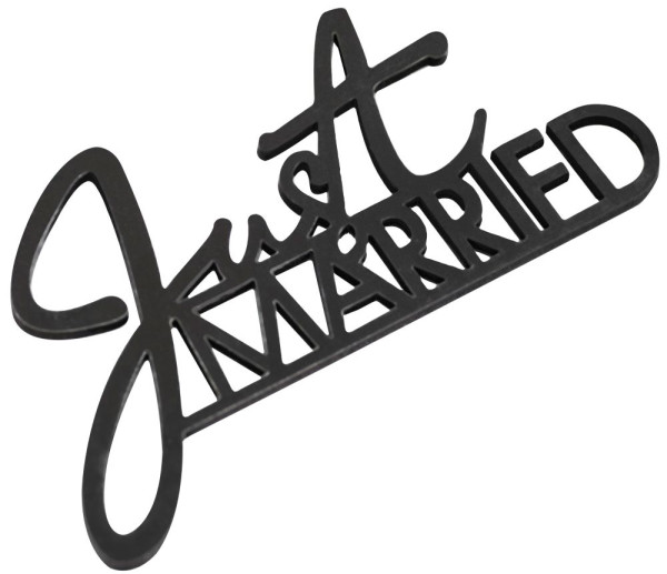 6 ślubnych czarno-białych wycinanek z drewna Just Married
