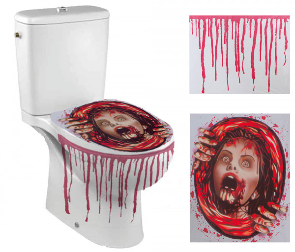 Halloween toiletdecoratie 2 delen