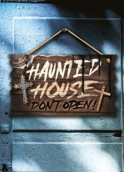 Cartello Halloween Haunted House 35 x 20 cm