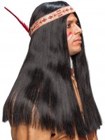Anteprima: Parrucca indiana lunga con banda di gioielli