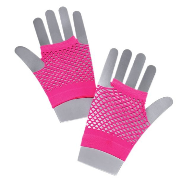 Short 80s fishnet gloves pink