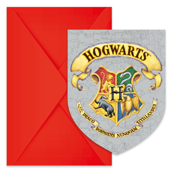 6 Hogwarts FSC invitation cards