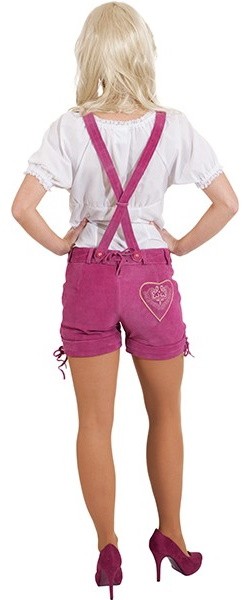 Różowe tradycyjne damskie skórzane spodnie 2
