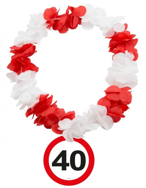 40 ° compleanno della collana hawaiana bianco-rosso