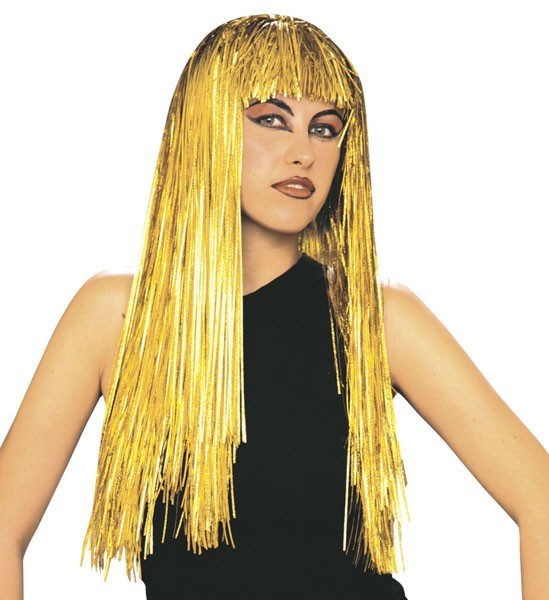 Goldene Lametta Glamour Disco Perücke