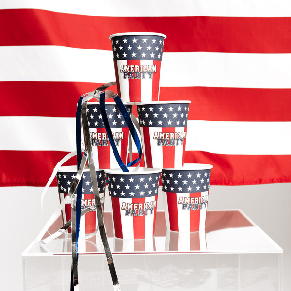 10 Pappbecher Stars and Stripes 250ml 2