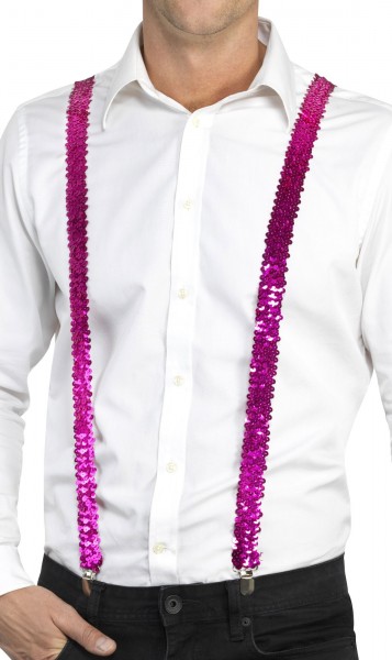 Pink sequin party suspenders