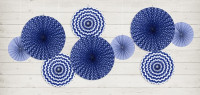 Widok: 3 wzory mix papierowych rozetek błękit królewski