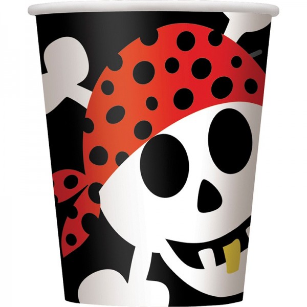 8 Captain Barracudas Pirate Party paper cups 266ml