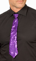 Fioletowy krawat z cekinów