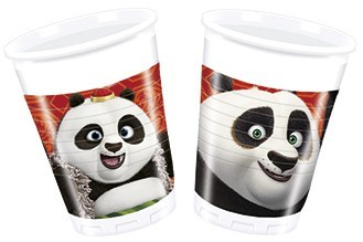 8 vasos de plástico kung fu panda dragon warrior 200ml