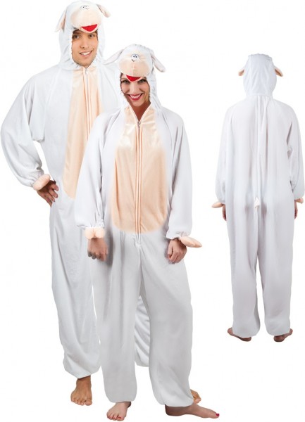 Sheep jumpsuit costume for adults