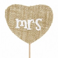 Voorvertoning: Jute taartdecoratie Mr & Mrs 18.5cm