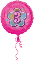 Folienballon Zahl 3 in Pink
