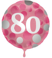80. Geburtstag Glossy Pink Folienballon 45cm