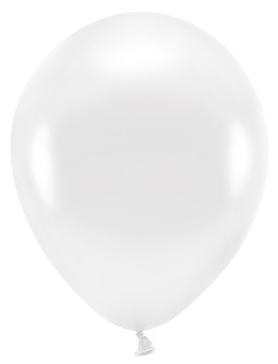 100 eco metalliske balloner hvid 26cm