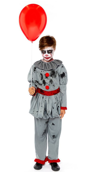 Grijs Halloween horror clown kinderkostuum