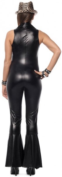 Black leather look jumpsuit 2