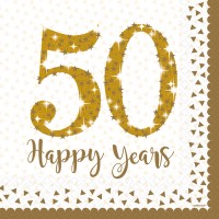 16 gnistrande 50 år servetter