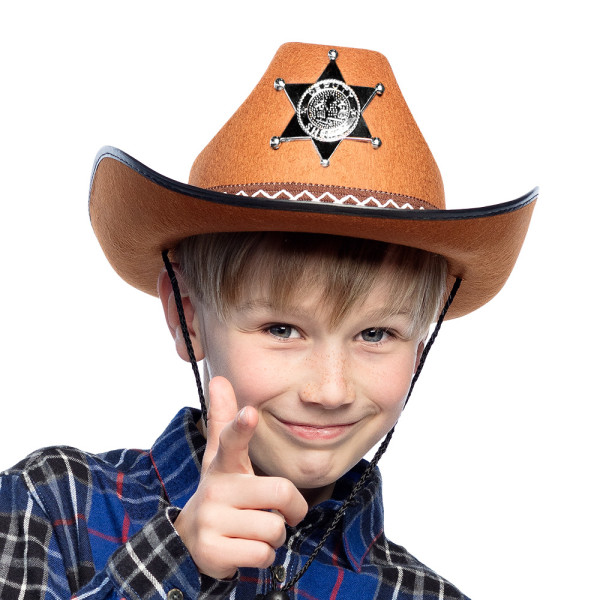 Chapeau de cowboy shérif marron pour enfant