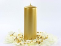 Preview: 6 pillar candles Rio gold metallic 15cm