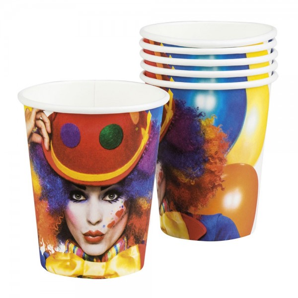 6 colorful clown paper cups