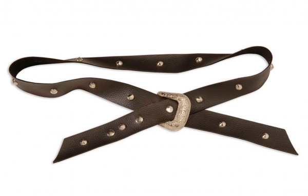 Cintura borchiata nera con fibbia gioiello