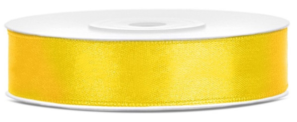25m satynowa wstążka prezentowa żółta o szerokości 12mm