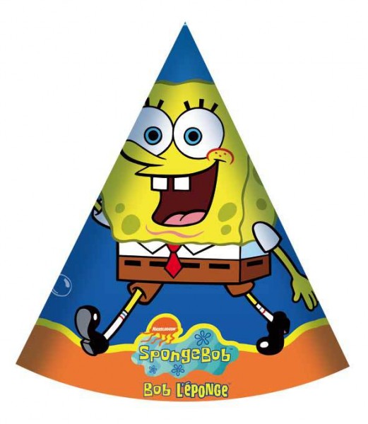 6 SpongeBob klar til fest hatte 16cm