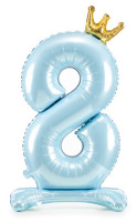 Babyblue Zahl 8 Folienballon stehend