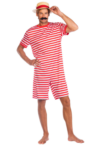 Nostalgico costume da bagno anni '20 per uomo rosso