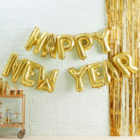 Preview: Golden Happy New Year lettering 4m
