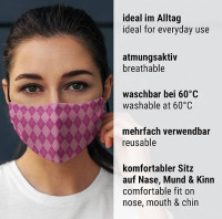Aperçu: Masque de nez et de bouche à carreaux rose