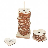 Guest book wooden heart stack 31cm