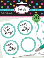 Preview: 20 self-adhesive labels with turquoise flower border