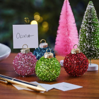 4 tinsel bauble card holders