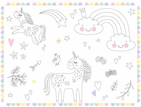 Unicorn coloring placemats