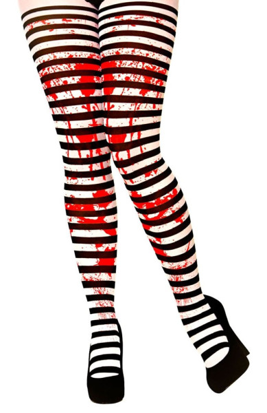 Bloody tights with stripes black and white