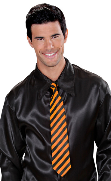Cravate rayée noire et orange