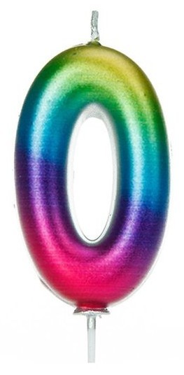 Rainbow number 0 cake candle 7cm