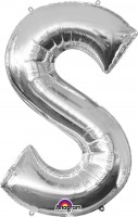 Folieballon letter S zilver 88cm