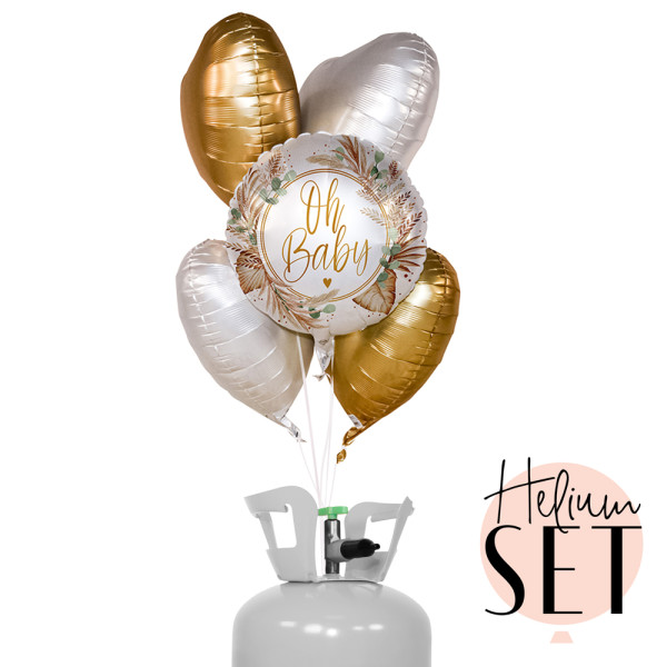 Botanic Birth Ballonbouquet-Set mit Heliumbehälter