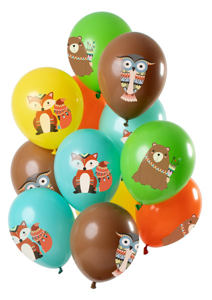 12 latexballonger färgglada skogsdjur