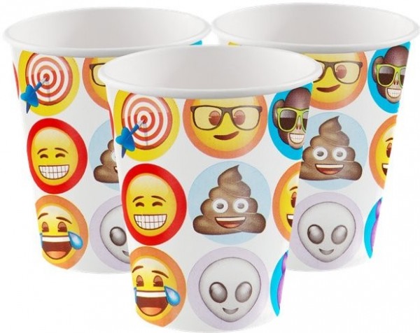 8 vasos de papel Emoji Parade 255ml