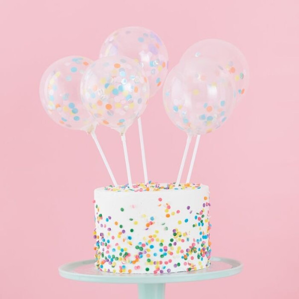 5 pastelowych tęczowych balonów na ciasto 12,7cm